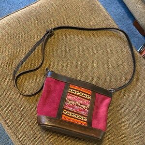 Suede Magenta and Brown Bag